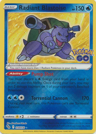 Pokémon GO - 018/078 - Radiant Blastoise (Radiant Holo)
