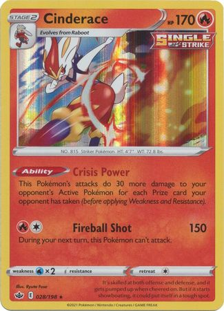 Chilling Reign - 028/198 - Cinderace (Holo)