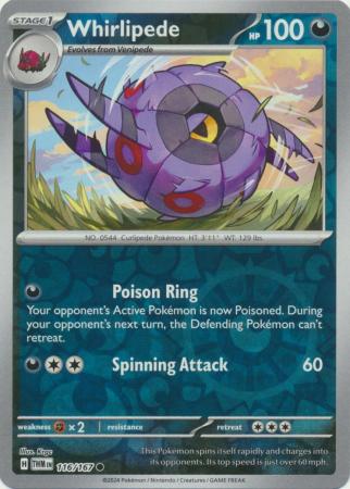 Karta Pokémon - Twilight Masquerade - 116/167 - Whirlipede (Reverse Holo)