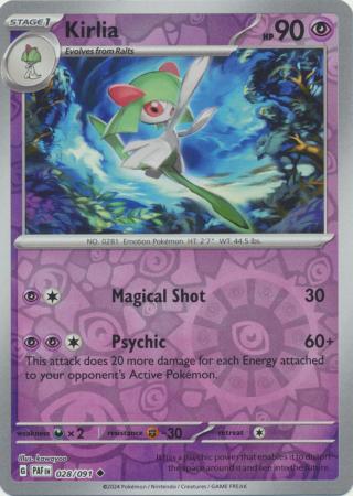 Karta Pokémon - Paldean Fates - 028/091 - Kirlia (Reverse Holo)