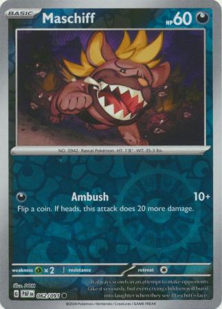 Karta Pokémon - Paldean Fates - 062/091 - Maschiff (Reverse Holo)