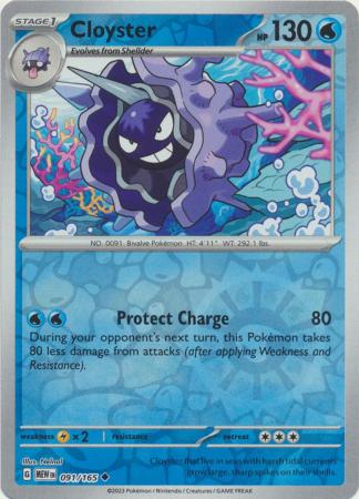 Karta Pokémon - 151 - 091/165 - Cloyster (Reverse Holo)