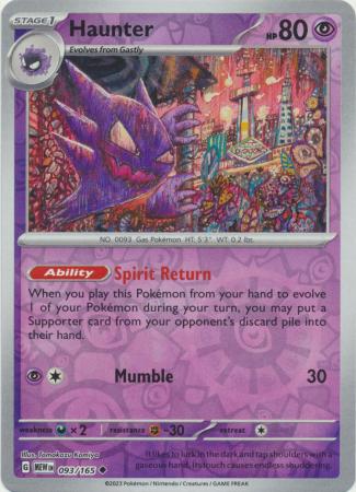 Karta Pokémon - 151 - 093/165 - Haunter (Reverse Holo)