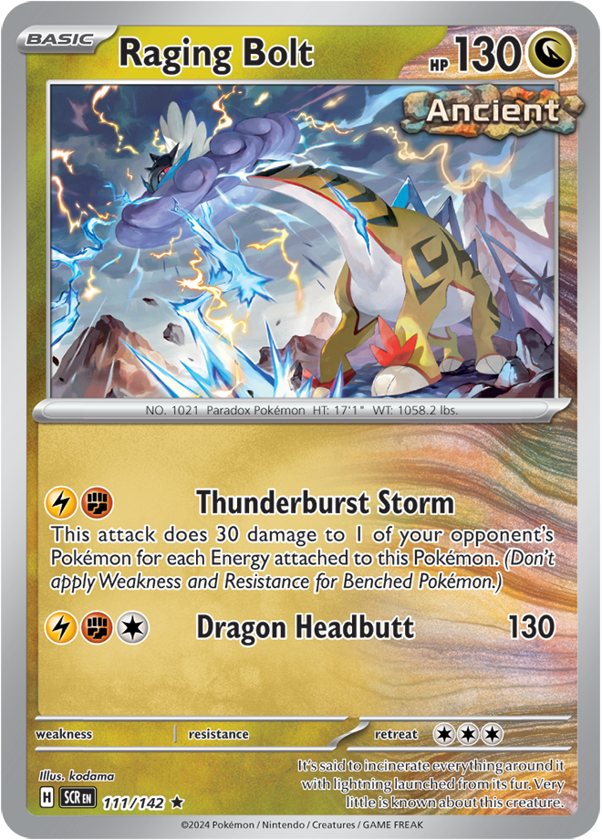 Stellar Crown - 111/142 - Raging Bolt (Holo) (Ancient)
