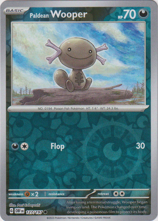 Karta Pokémon - Obsidian Flames - 127/197 - Paldean Wooper (Reverse Holo)