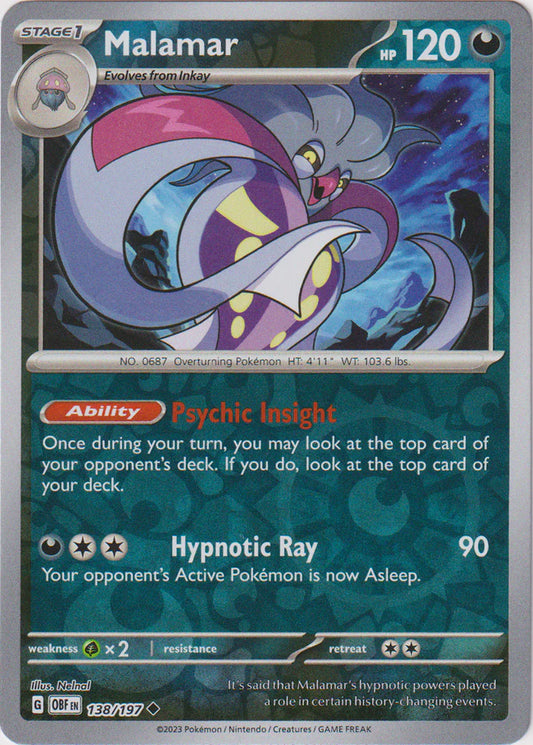 Karta Pokémon - Obsidian Flames - 138/197 - Malamar (Reverse Holo)