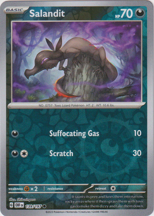Karta Pokémon - Obsidian Flames - 139/197 - Salandit (Reverse Holo)