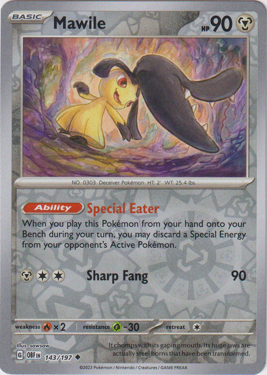 Karta Pokémon - Obsidian Flames - 143/197 - Mawile (Reverse Holo)