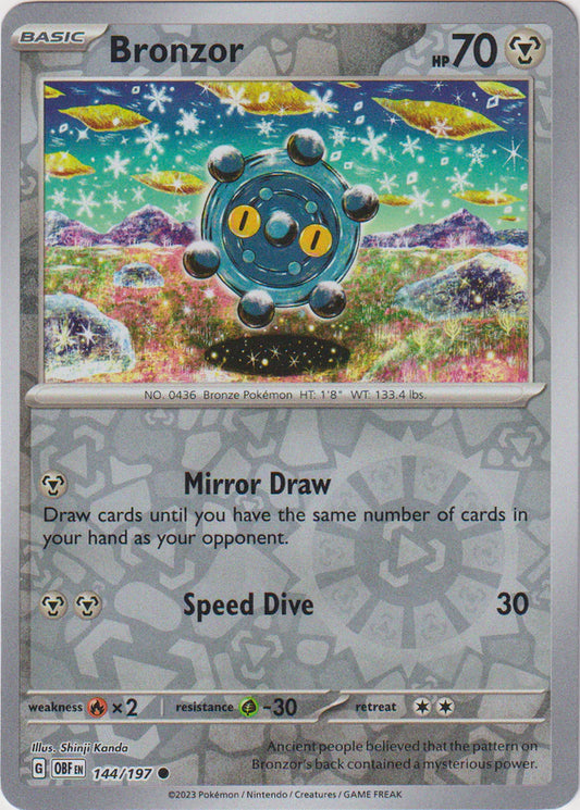 Karta Pokémon - Obsidian Flames - 144/197 - Bronzor (Reverse Holo)