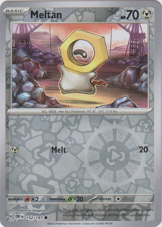 Karta Pokémon - Obsidian Flames - 152/197 - Meltan (Reverse Holo)