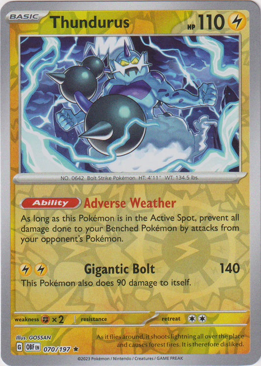 Karta Pokémon - Obsidian Flames - 070/197 - Thundurus (Reverse Holo)