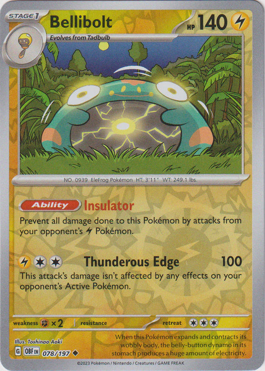 Karta Pokémon - Obsidian Flames - 078/197 - Bellibolt (Reverse Holo)