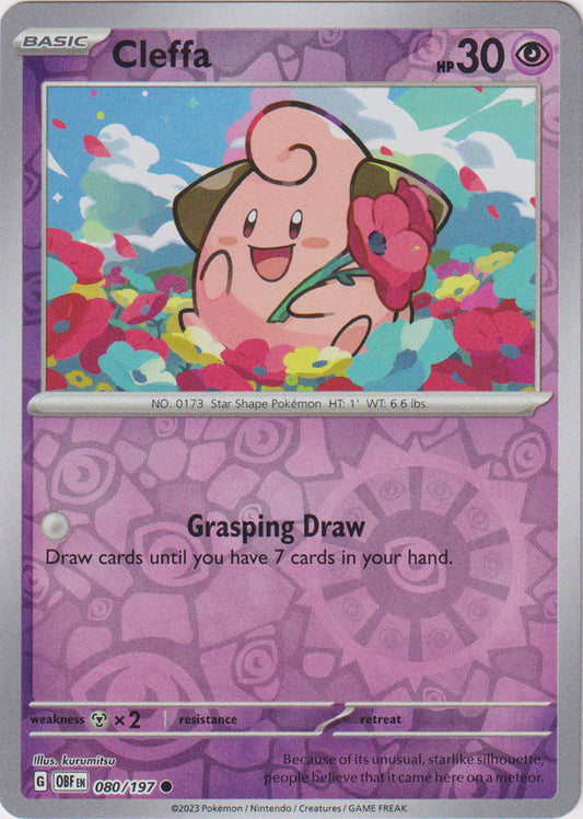 Karta Pokémon - Obsidian Flames - 080/197 - Cleffa (Reverse Holo)