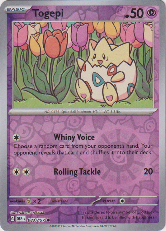 Karta Pokémon - Obsidian Flames - 083/197 - Togepi (Reverse Holo)