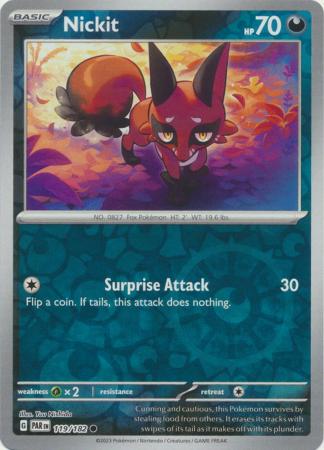 Karta Pokémon - Paradox Rift - 119/182 - Nickit (Reverse Holo)