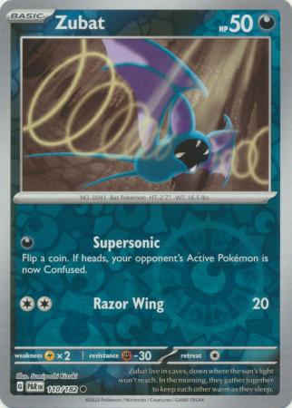 Karta Pokémon - Paradox Rift - 110/182 - Zubat (Reverse Holo)