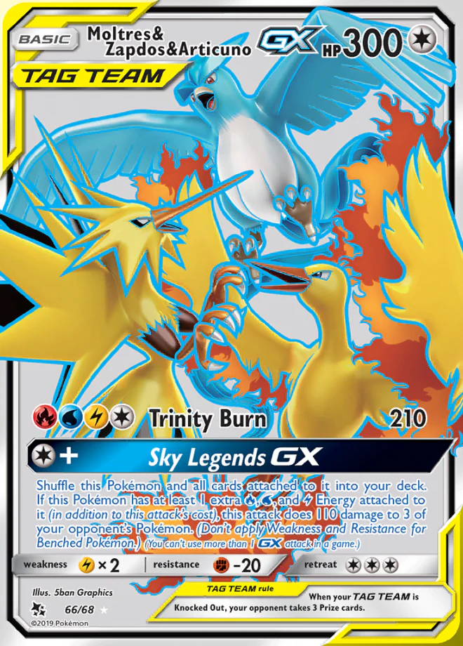 Hidden Fates - 066/068 - Moltres & Zapdos & Articuno GX (Tag Team)