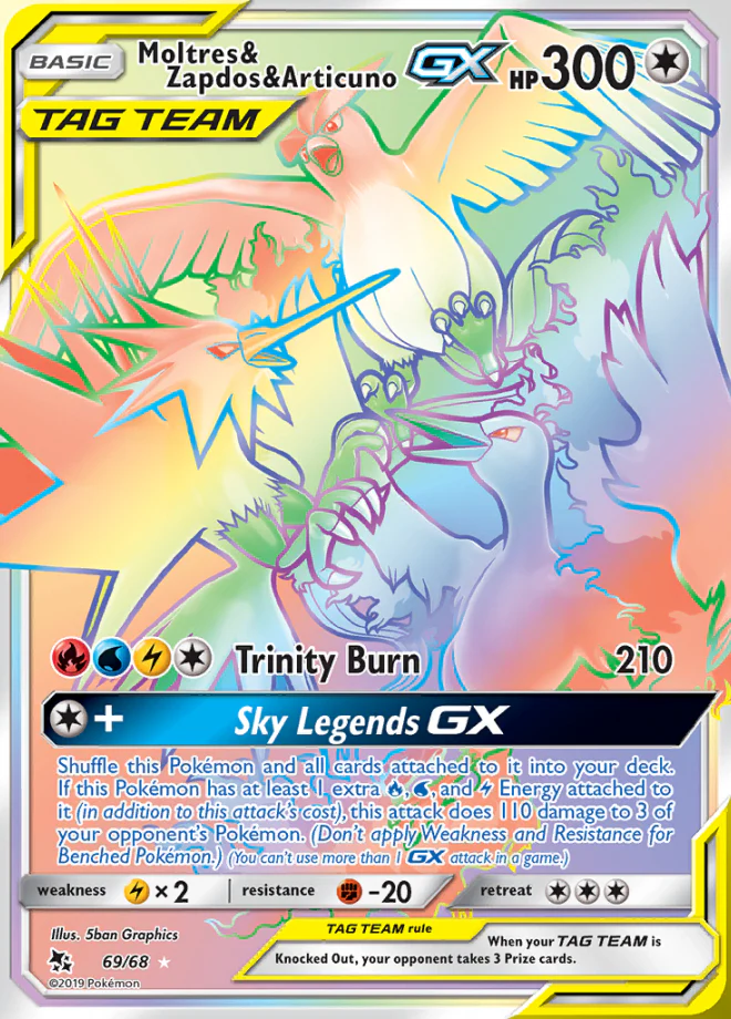 Hidden Fates - 069/068 - Moltres & Zapdos & Articuno GX (Tag Team)