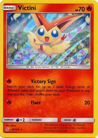 Karta Pokémon - Unified Minds - 026/236 - Victini (Holo)