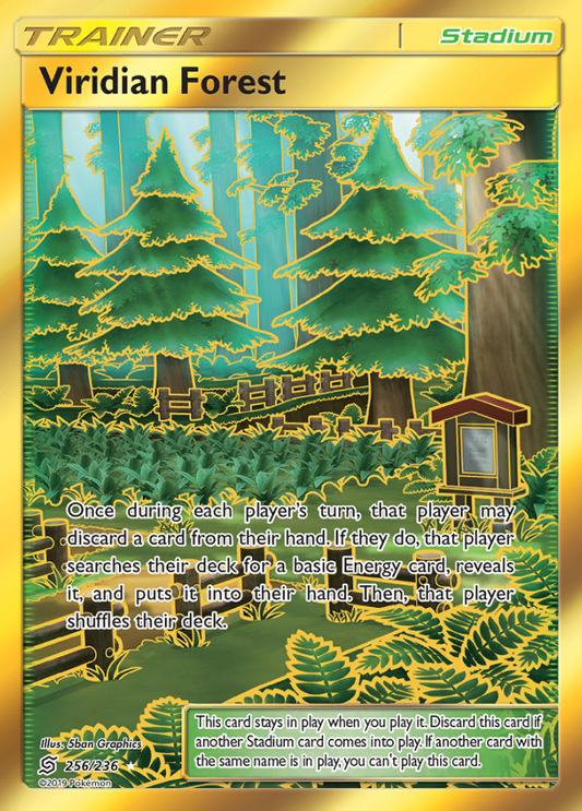 Karta Pokémon - Unified Minds - 256/236 - Viridian Forest (złota)
