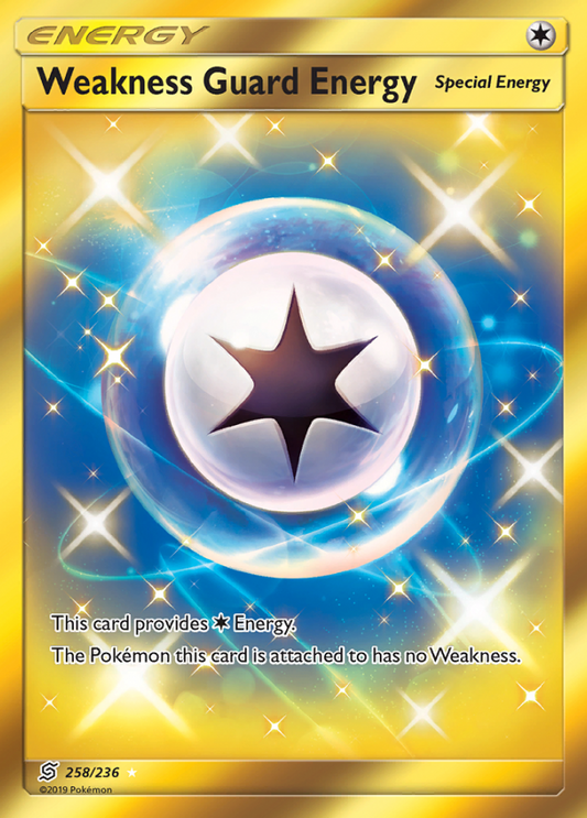 Karta Pokémon - Unified Minds - 258/236 - Weakness Guard Energy (złota)