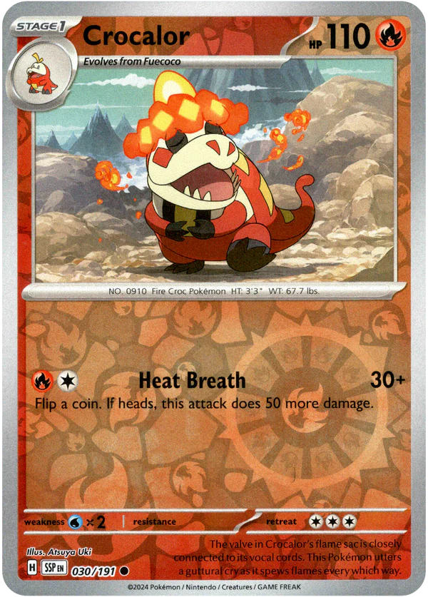 Karta Pokémon - Surging Sparks - 030/191 - Crocalor (Reverse Holo)