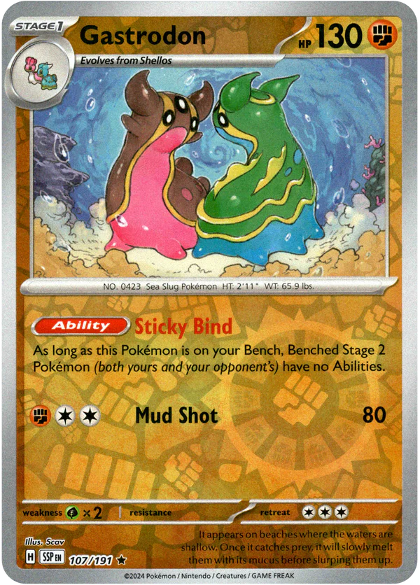 Karta Pokémon - Surging Sparks - 107/191 - Gastrodon (Reverse Holo)