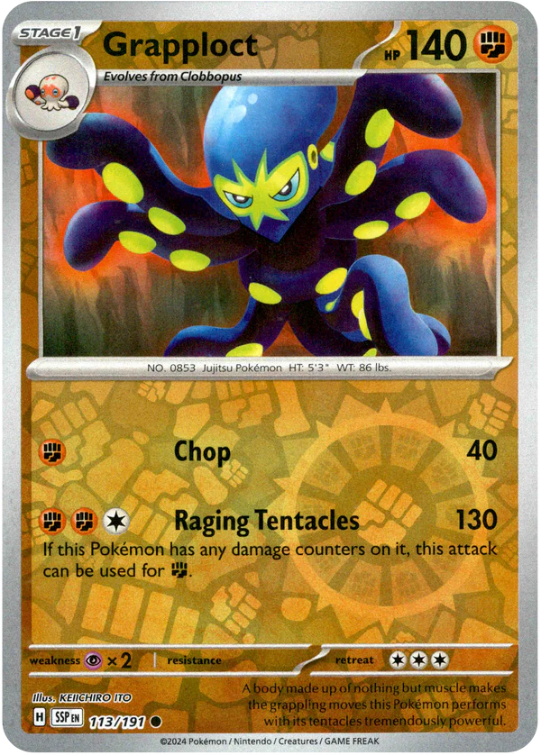 Karta Pokémon - Surging Sparks - 113/191 - Grapploct (Reverse Holo)