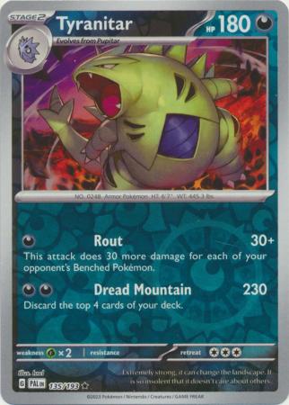 Karta Pokémon - Paldea Evolved - 135/193 - Tyranitar (Reverse Holo)