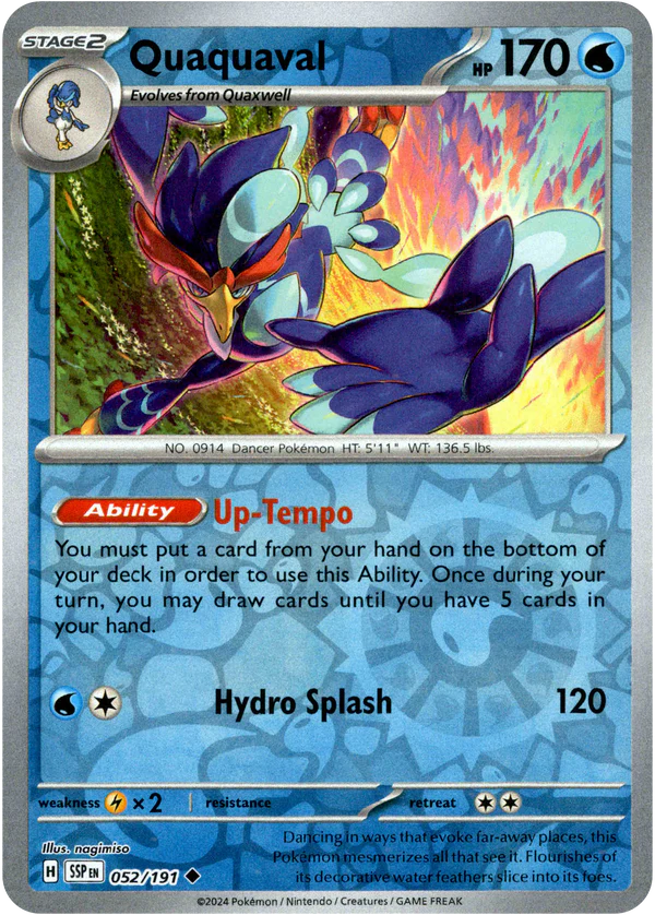 Karta Pokémon - Surging Sparks - 052/191 - Quaquaval (Reverse Holo)