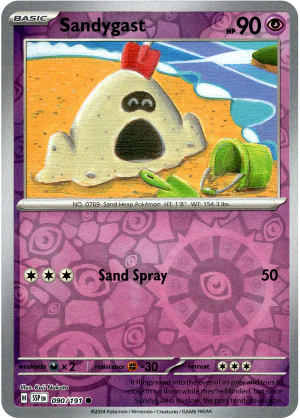 Karta Pokémon - Surging Sparks - 090/191 - Sandygast (Reverse Holo)