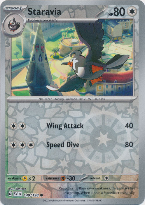 Karta Pokémon - Scarlet & Violet - 149/198 - Staravia (Reverse Holo)