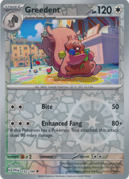 Karta Pokémon - Scarlet & Violet - 152/198 - Greedent (Reverse Holo)