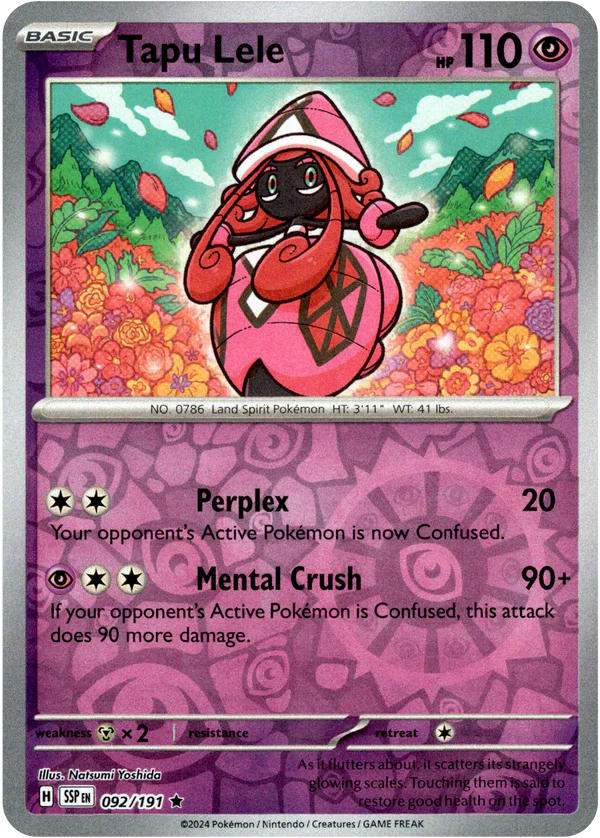 Karta Pokémon - Surging Sparks - 092/191 - Tapu Lele (Reverse Holo)