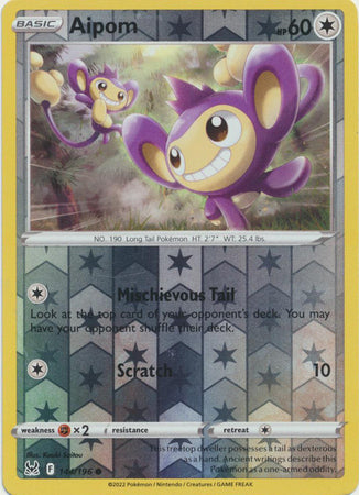 Karta Pokémon - Lost Origin - 144/196 - Aipom (Reverse Holo)