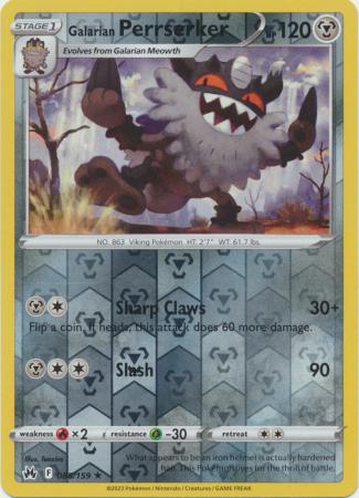 Karta Pokémon - Crown Zenith - 085/159 - Galarian Perrserker (Reverse Holo)