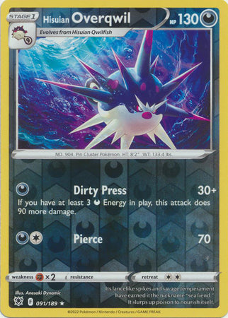 Karta Pokémon - Astral Radiance - 091/189 - Hisuian Overqwil (Reverse Holo)