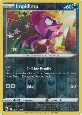 Karta Pokémon - Brilliant Stars - 092/172 - Impidimp (Reverse Holo)
