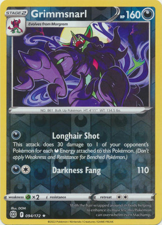 Karta Pokémon - Brilliant Stars - 094/172 - Grimmsnarl (Reverse Holo)
