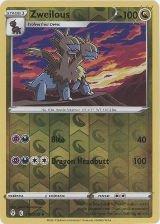 Karta Pokémon - Evolving Skies - 114/203 - Zweilous (Reverse Holo)