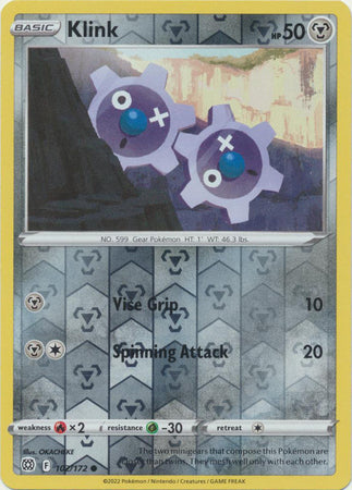 Karta Pokémon - Brilliant Stars - 102/172 - Klink (Reverse Holo)