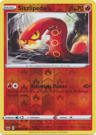 Sword & Shield - 038/202 - Sizzlipede (Reverse Holo)
