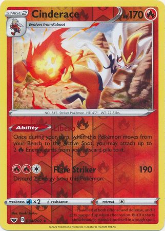 Sword & Shield - 034/202 - Cinderace (Reverse Holo)