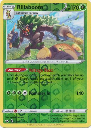 Sword & Shield - 014/202 - Rillaboom (Reverse Holo)