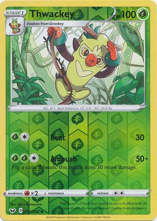 Sword & Shield - 013/202 - Thwackey (Reverse Holo)