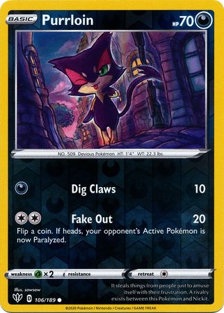 Darkness Ablaze - 106/189 - Purrloin (Reverse Holo)