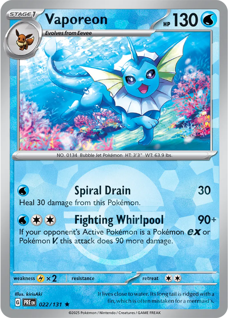 Prismatic Evolutions - 022/131 - Vaporeon (Poké Ball Holo)