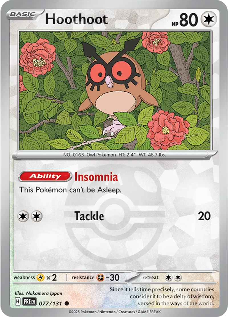 Prismatic Evolutions - 077/131 - Hoothoot (Master Ball Holo)