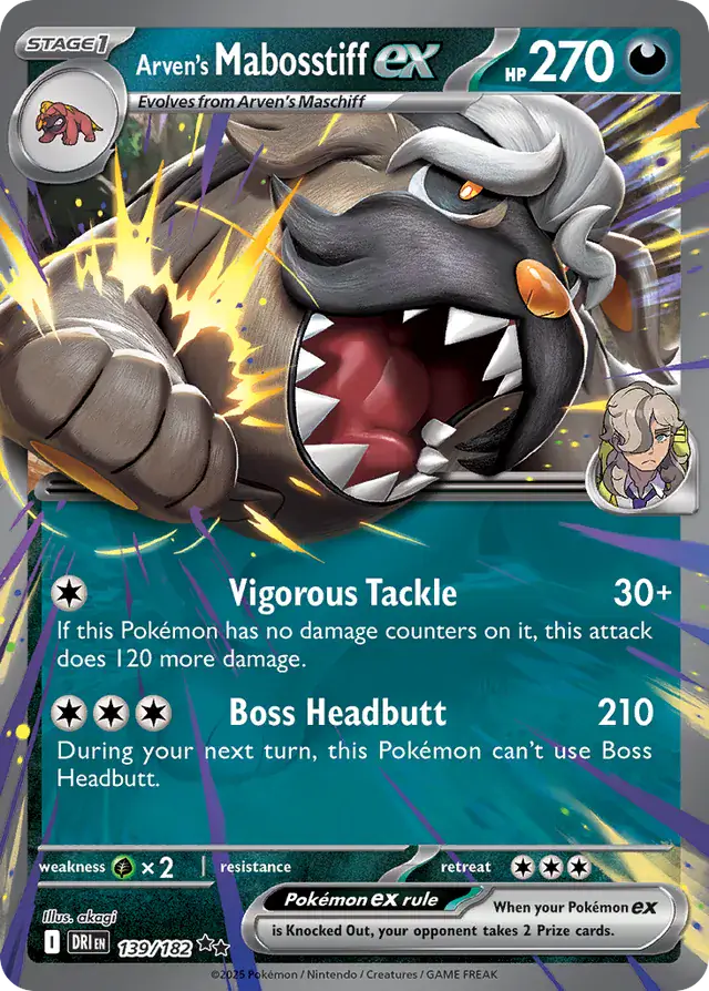 Destined Rivals - 139/182 - Arven's Mabosstiff ex