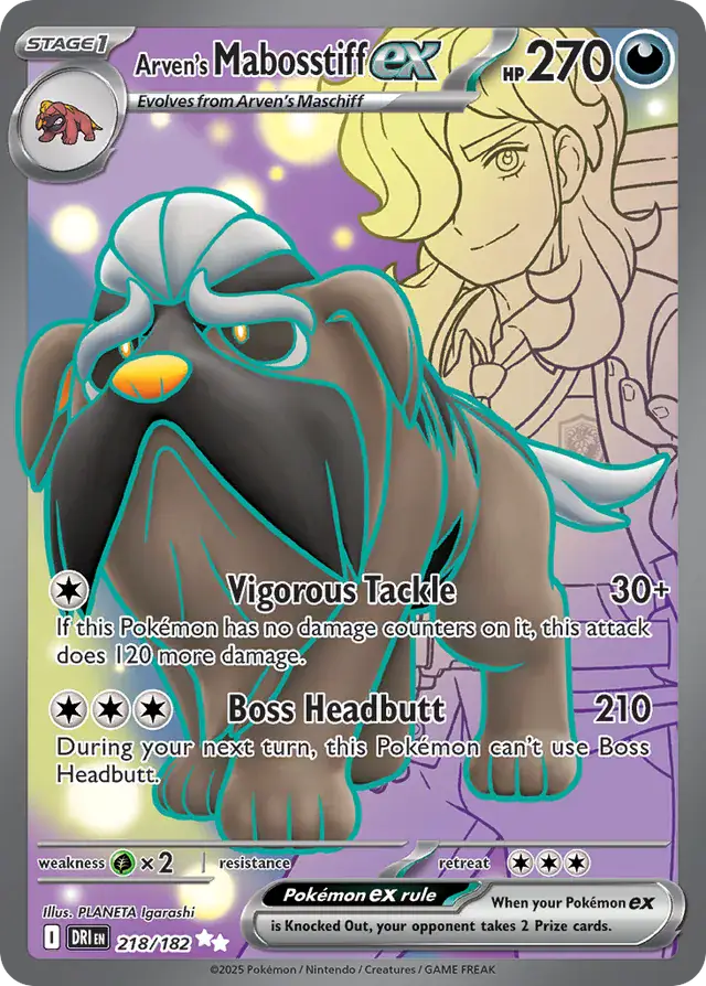 Destined Rivals - 218/182 - Arven's Mabosstiff ex